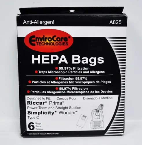 EnviroCare Bolsas de repuesto para aspiradora de filtración HEPA hechas para adaptarse a recipientes Riccar Prima y Simplicity Wonder Tipo C con
