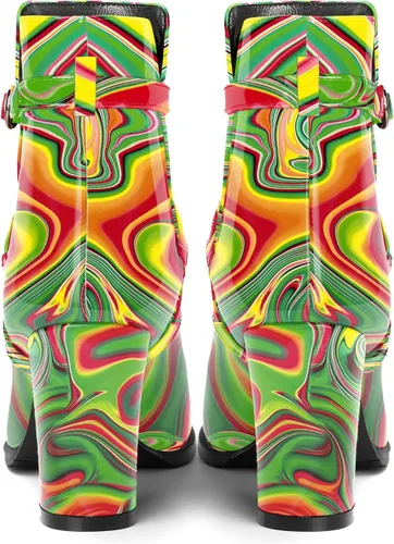 Miniatura 4 de SKYSTERRY Botas altas de tacón alto para mujer, puntera redonda, sin cordones, de patente, de 3.3 pulgadas