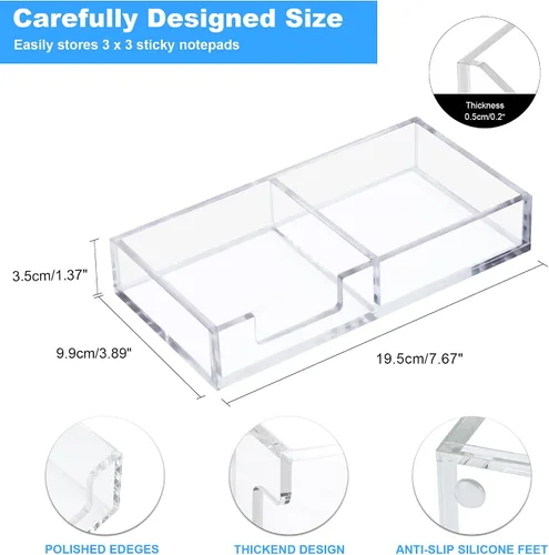 Miniatura 3 de Soporte para Notas Adhesivas 2 en 1, Soportes Acrílicos Transparentes para Blocs de Notas para Organización de Escritorio, Escuela, Oficina, Hogar