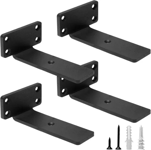 Miniatura 20 de HITOMEN Soportes de estante flotante de servicio pesado, accesorios de estantes ocultos de 8 pulgadas (1/5 pulgadas de grosor), soportes de hierro