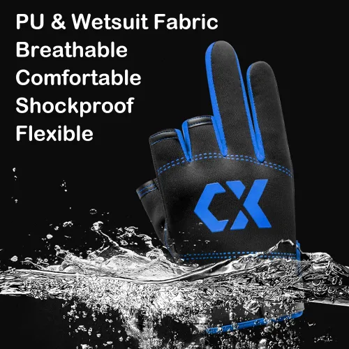 Miniatura 6 de SEIWEI Fishing Gloves 3 Fingers Cut Waterproof Sports Gloves Anti-Slip Windproof Gloves for Fishing Hunting Riding Cycling Hand Protectiion
