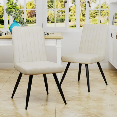 Aklaus Juego de 2 sillas de comedor de terciopelo, sillas tapizadas para cocina, comedor, sillas laterales modernas sin brazos con asiento suave