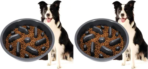 Miniatura 16 de JASGOOD Comedero lento para perros, cuenco de rompecabezas reducido para comederos elevados de mascotas, cuenco interactivo de repuesto elevado