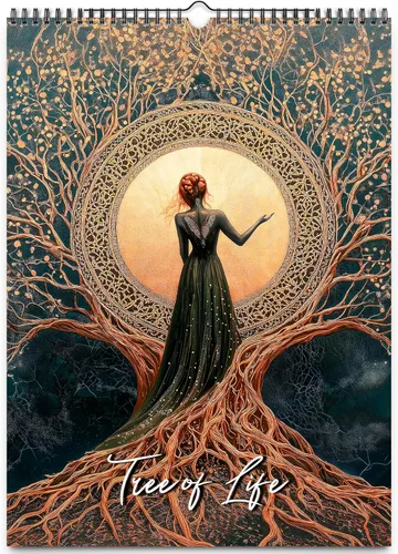 Miniatura 12 de Calendario de pared 2026 Árbol de la vida de Kaleidoscope Artisan – Diseños místicos encantadores con días festivos