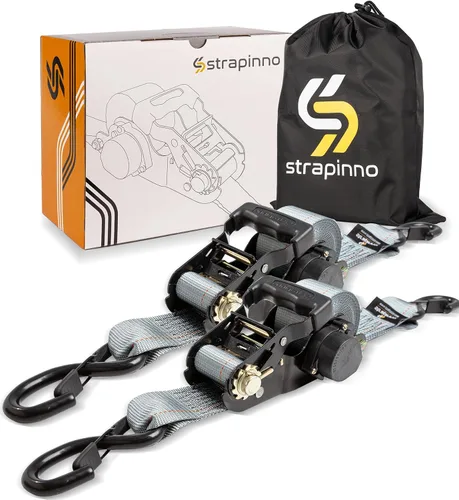 Miniatura 8 de Strapinno Correas de trinquete retráctiles con candado de seguridad, 5,000 lbs Resistencia de rotura - 2 pulgadas x 12 pies Correa de trinquete