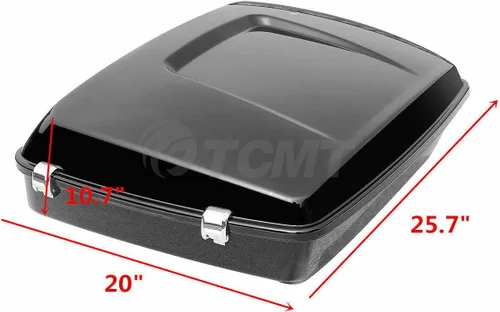 Miniatura 2 de TCMT Caja de maletero de motocicleta cortada de 10.7", respaldo envolvente, soporte de montaje para 2 personas, compatible con Harley 2014-2025 Con