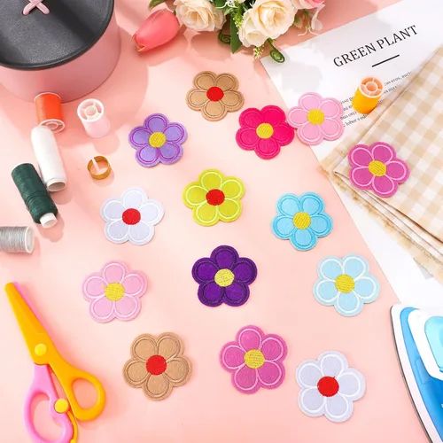 Miniatura 3 de Tigeen 60 parches de flores para planchar con bonitos parches de flores para coser en apliques bordados, parches de costura para bolsos, chaquetas