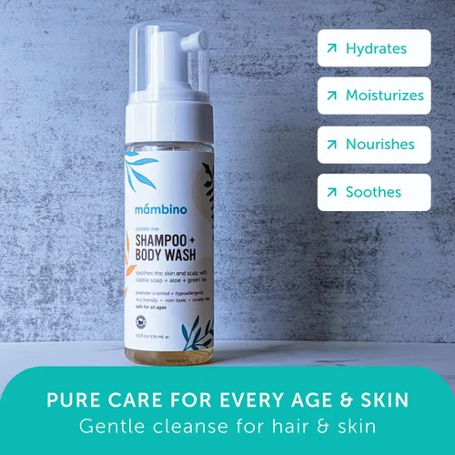 Miniatura 3 de Mambino Organics Soothe Me - Champú y gel de baño corporal para niños, baño esencial para bebés, esenciales suaves para recién nacidos, lavanda y té