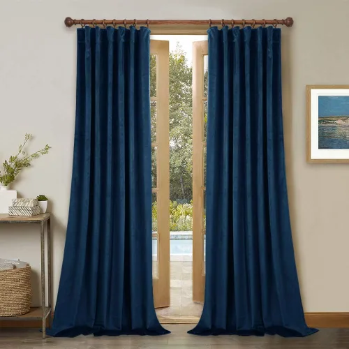 Miniatura 14 de StangH Cortinas de terciopelo súper suaves con pestaña trasera, cortinas azul marino para puerta corredera, decoración de lujo, cortinas opacas