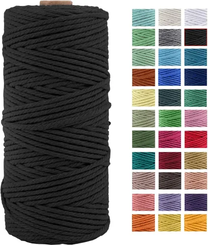 Miniatura 22 de Cuerda de macramé de algodón natural grueso de 3mm x 109 yardas, cuerda de algodón torcido de 4 hebras para macramé suave de color natural hecho a