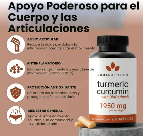 Miniatura 2 de Luma Nutrition Curcumina de cúrcuma con pimienta negra, 95% curcuminoides, 1950 mg por porción, suplemento de cúrcuma premium, con BioPerine