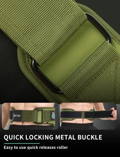 Miniatura 3 de BVVU Cinturones de levantamiento de pesas para hombres, cinturón de gimnasio de bloqueo rápido para entrenamiento lumbar, entrenamiento cruzado