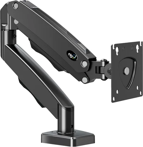 ELG Full Motion - Soporte de escritorio para monitor único con resorte de gas con giro, inclinación y rotación para pantallas de 17-35 pulgadas,