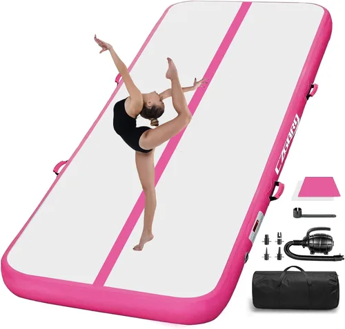 Miniatura 13 de Colchoneta inflable para gimnasia con bomba de aire eléctrica, pista de gimnasia para uso doméstico, entrenamiento, animadoras, niños, gimnasio, yoga