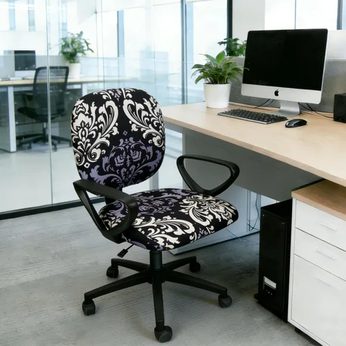 Miniatura 8 de Melaluxe Funda para silla de oficina de computadora, funda universal protectora y elástica para silla giratoria elástica Flor negra