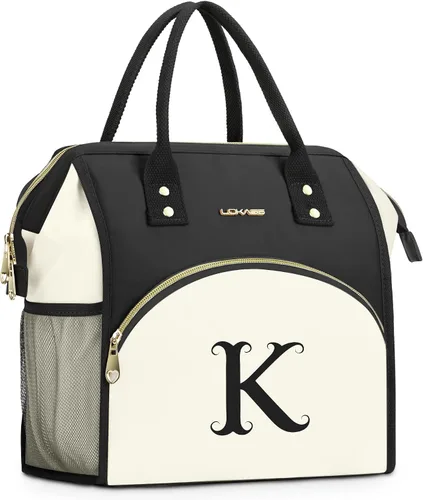 Miniatura 18 de Bolsa de almuerzo personalizada para mujer, elegante, reutilizable, aislada, con iniciales, para amiga, grande, de apertura ancha, resistente al