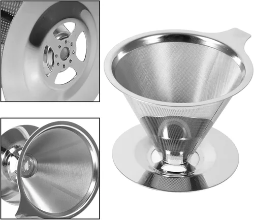 Miniatura 4 de Vierta sobre la taza de la cafetera, acero inoxidable verter sobre el gotero de café, verter sobre el filtro de doble capa de malla de la taza