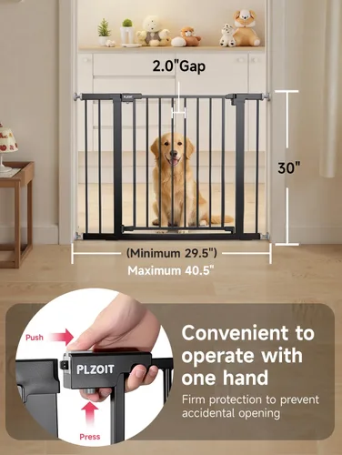Miniatura 4 de Puerta de bebé de 29.5-40.5 pulgadas para escaleras, puerta para perros para puertas, puerta de seguridad de metal para bebés con cierre automático