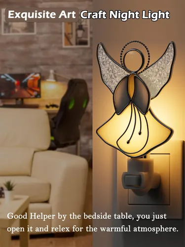 Miniatura 4 de Luz nocturna de ángel amarillo volador, luces de ángel de colores enchufables a la pared, luz nocturna brillante de ángel bebé, regalo