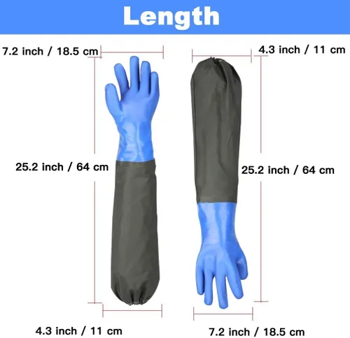 Miniatura 4 de Guantes de trabajo resistentes a productos químicos de PVC de Haiou, de goma larga, resistentes al agua, para trabajo con productos químicos