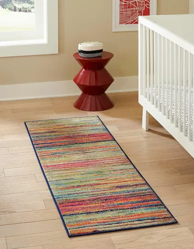 Unique Loom Azalea Collection - Alfombra de área Kehr (Runner 2' 0" x 6' 0", turquesa/verde azulado)