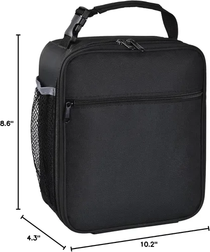 Miniatura 10 de Lonchera aislada, a prueba de fugas, portátil, para mujeres, hombres, niños y niñas, bolsa enfriadora de gran capacidad con asa y bolsillo para Negro