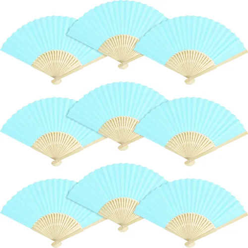Miniatura 12 de 50 paquetes de abanicos de papel blanco ventilador de mano de bambú plegable ventilador de mano ventilador de papel plegable ventilador de papel