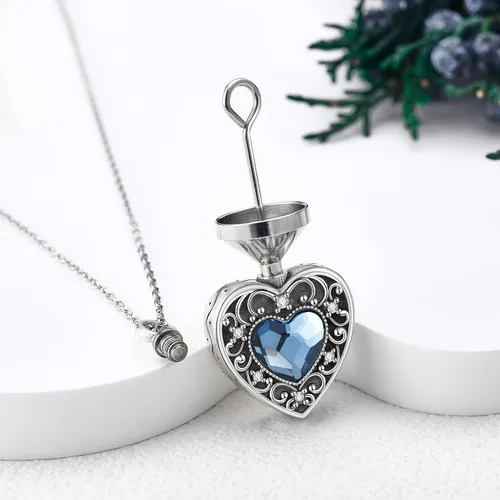Miniatura 22 de YFN Collares de urna para cenizas, de plata de ley, alas de ángel de la guarda, collares de urna para cenizas, cremación de mascotas, joyería