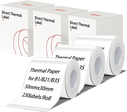 Miniatura 7 de Cinta para etiquetar B1 B21 B3S, 3 rollos de papel de impresión de etiquetas adaptadas, mini etiquetas adhesivas de 1.57 x 1.18 pulgadas