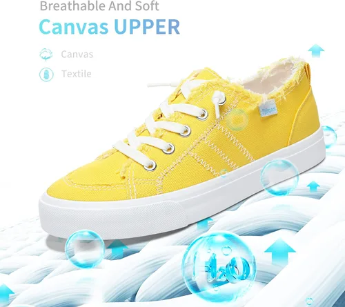 Miniatura 3 de Obtaom Play - Tenis de lona para mujer, color blanco deslavado y estampado de leopardo, sin cordones, a la moda