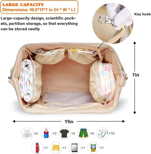 Miniatura 4 de LIMHOO Mochila para pañales para hombres y papá, bolsa de pañales de lona grande impermeable de camuflaje, bolsa para el cuidado del bebé