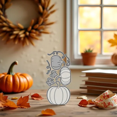 Miniatura 3 de Troqueles de corte de marco de calabaza para hacer tarjetas, borde de encaje, plantillas de corte de calabaza para álbumes de recortes, álbum