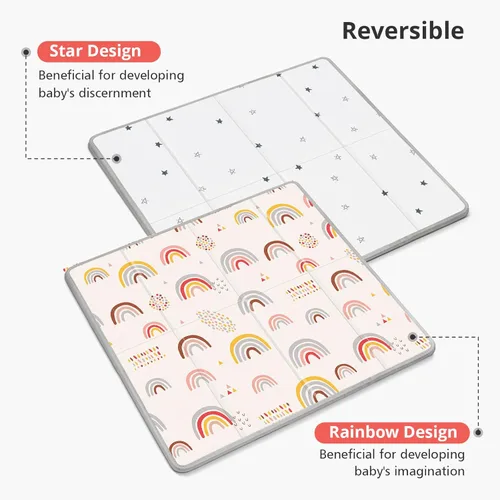 Miniatura 3 de Alfombra de Juego Plegable para Bebé, PIGLOG Alfombras Impermeables para Bebés y Niños Pequeños, Alfombra de Espuma Segura para Tiempo de Barriga