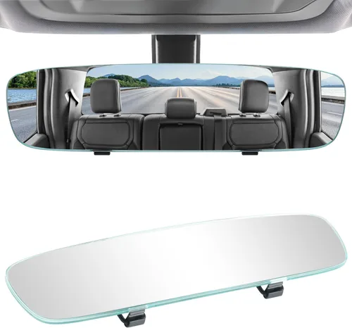 Miniatura 12 de LivTee Espejo retrovisor antirreflejo, universal de 11,3 pulgadas (287 mm), espejo retrovisor panorámico gran angular convexo, clip en el original