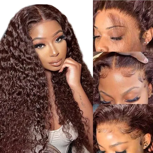 Miniatura 11 de Pelucas de encaje frontal burdeos de cabello humano, pre arrancadas, 180% de densidad, sin pegamento, pelucas de cabello humano pre arrancadas, 18