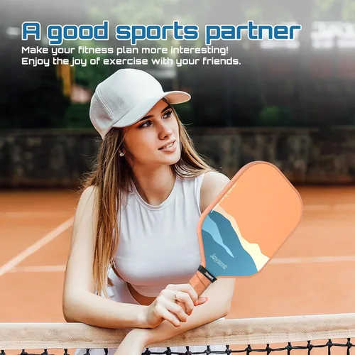 Miniatura 8 de Juego de 2 palas de pickleball aprobadas por USAPA de fibra de carbono con raquetas de pickleball para principiantes, bolas de pepinillo para Marrón