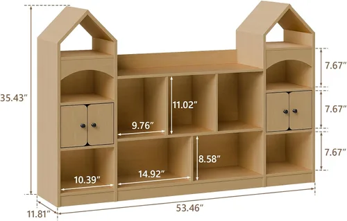 Miniatura 2 de Vabches Estantería para Niños en Forma de Castillo, Estantería para Niños Vitrina Organizador de Almacenamiento de Juguetes para Niños Gabinete