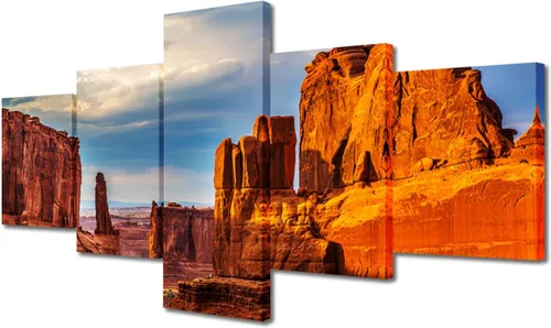 Miniatura 92 de TUMOVO Lienzo decorativo para pared de sala de estar, 5 paneles de naturaleza, Alaska, Estados Unidos, autopista alrededor de montañas, paisaje