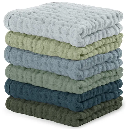 Miniatura 43 de Comfy Cubs - Juego de paños de muselina para eructos de 20 x 10 pulgadas, paquete de 10, tamaño grande, 6 capas, 100% algodón, absorbentes, seguros