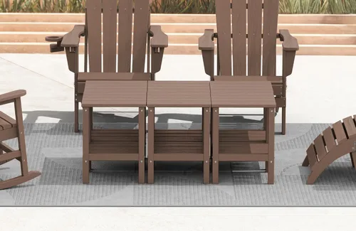Miniatura 15 de KINGYES Mesa auxiliar doble, mesa auxiliar Adirondack- Aruba