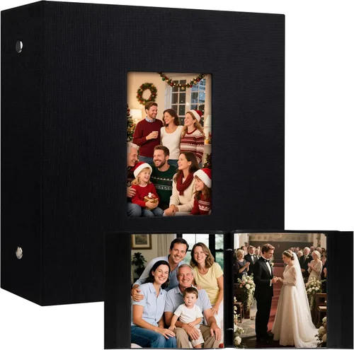 Aevdor - Álbum de fotos de 8x10 con 200 bolsillos, álbum de fotos de gran capacidad con cubierta de lino, álbum de fotos de 8x10 para 200 fotos de 8