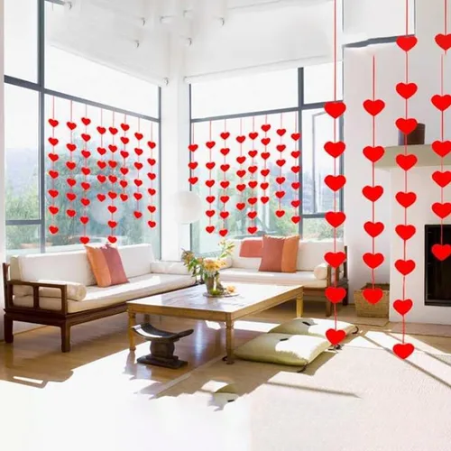 Miniatura 2 de 100 piezas de corazones de madera roja decorativos en forma de corazón con agujero para colgar para manualidades de bricolaje para decoración