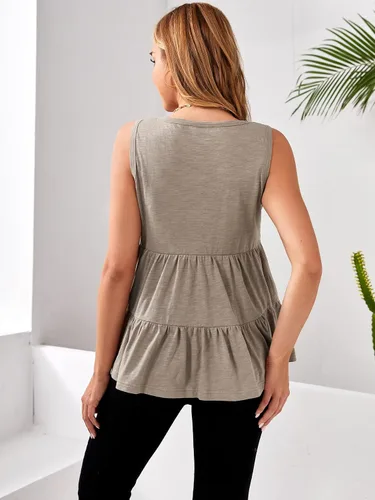 Miniatura 2 de Floerns Camiseta sin mangas con volantes y dobladillo fruncido para mujer