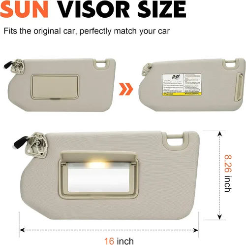 Miniatura 2 de Reemplazo de visera solar beige del lado izquierdo del conductor compatible con Nissan Pathfinder 2013-2018, Infiniti QX60 2014-2017, Infiniti JX35