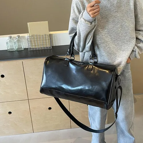 Miniatura 7 de Large Capacity Fitness Bag Travel PU Leather Shoulder Luggage Fashion Sport Overnight For Vacation Travel For Women Men Overn