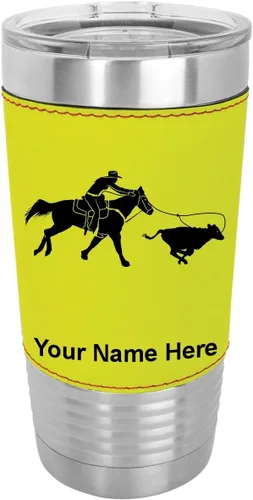 Miniatura 14 de LaserGram Vaso aislado al vacío de 20 onzas, con grabado personalizado incluido (cuero sintético, estilo béisbol)