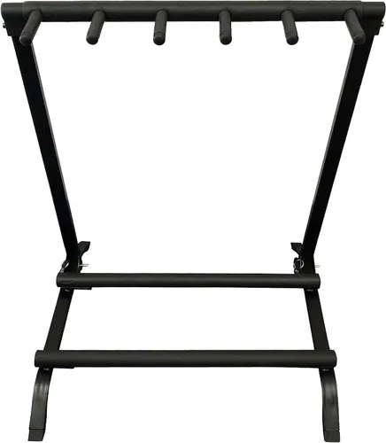Miniatura 2 de Soporte multiguitarra para 5 soportes plegable, universal, soporte portátil para guitarra negra con acolchado de goma antideslizante para acústica