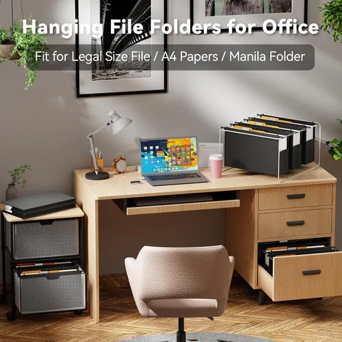 Miniatura 7 de Ansook Carpetas colgantes de tamaño legal, carpeta de archivos de expansión de 3 pulgadas para colgar con pestañas de 1/5, paquete de 6 carpetas
