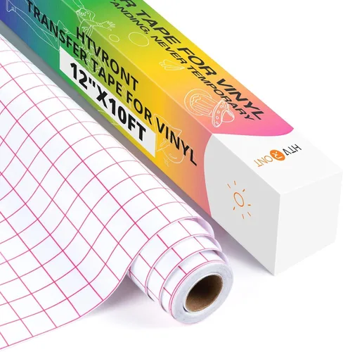 HTVRONT Cinta de transferencia para vinilo – 12 pulgadas x 10 pies con cuadrícula de alineación roja transparente para vinilo adhesivo – Cinta de