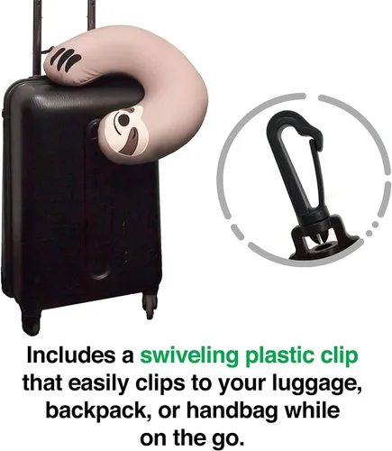 Miniatura 3 de GAMAGO Sloth Kids & Kidults, bonita almohada de avión para viajes, tela ultra suave rellena con microperlas para un suave apoyo del cuello